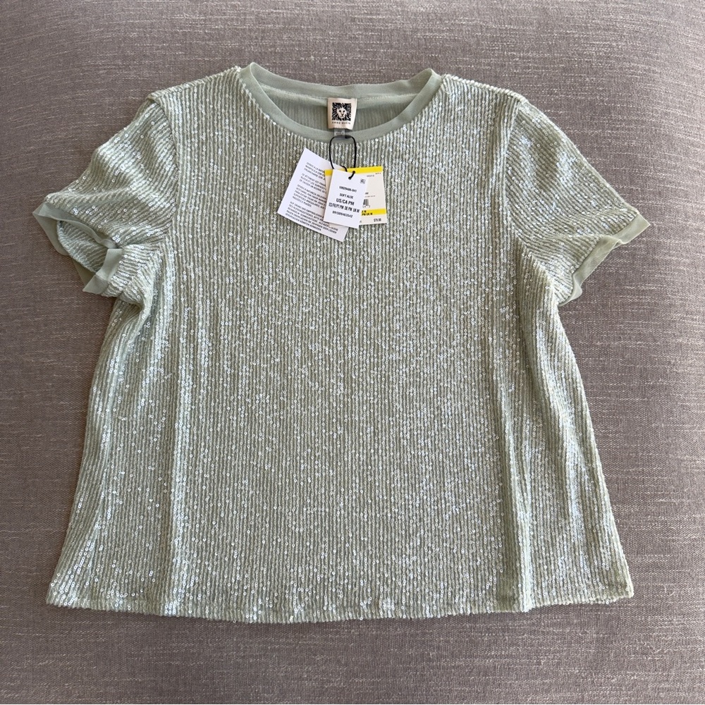 Anne Klein Shimmering Sequin Short Sleeve Top - Picture 10 of 10